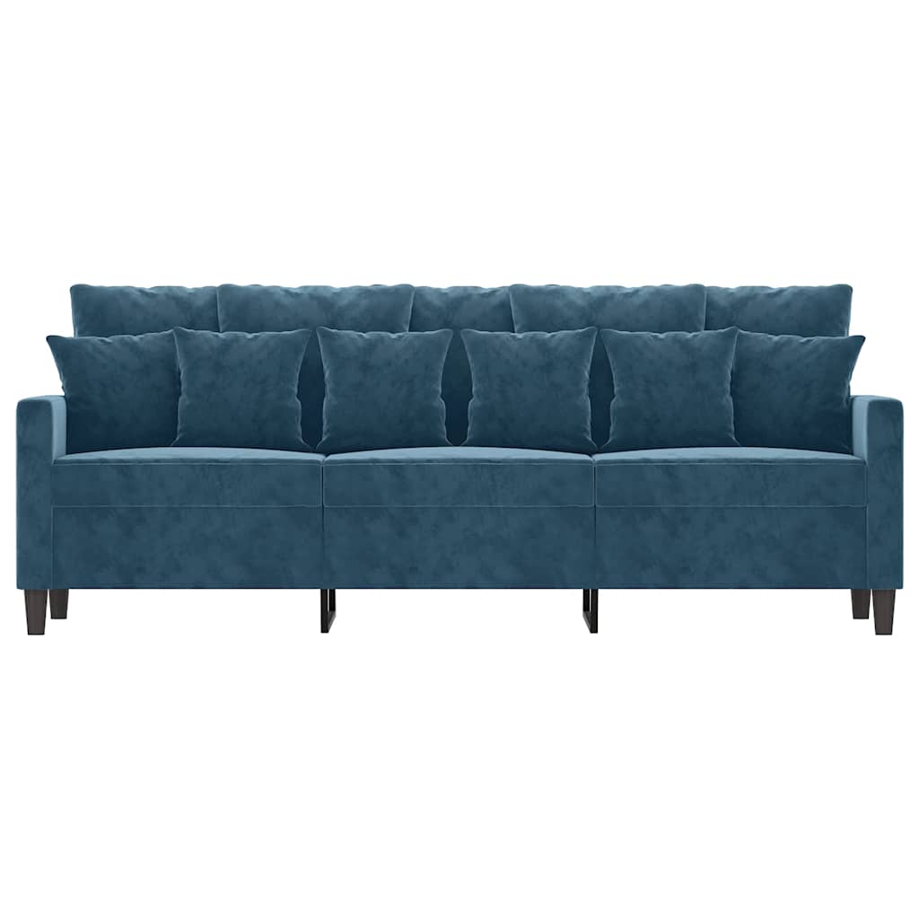 vidaXL Sofa 3-osobowa, niebieski, 180 cm, tapicerowana aksamitem