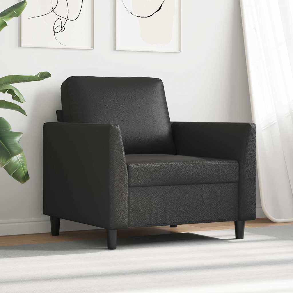 vidaXL Fotel, czarny, 60 cm, obity sztuczną skórą