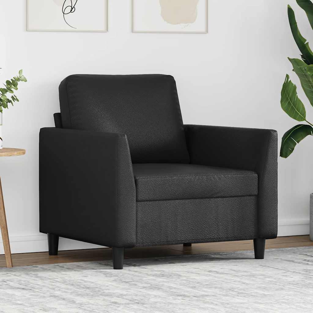 vidaXL Fotel, czarny, 60 cm, obity sztuczną skórą