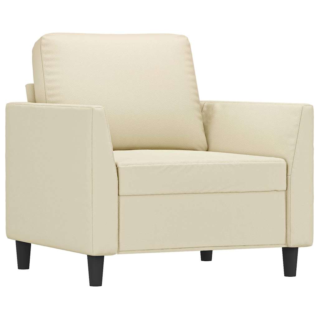 vidaXL Fotel, kremowy, 60 cm, obity sztuczną skórą