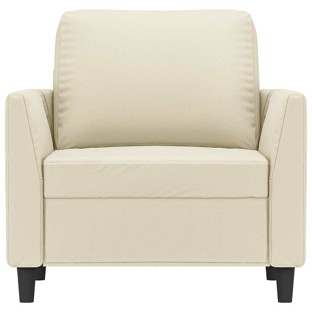 vidaXL Fotel, kremowy, 60 cm, obity sztuczną skórą