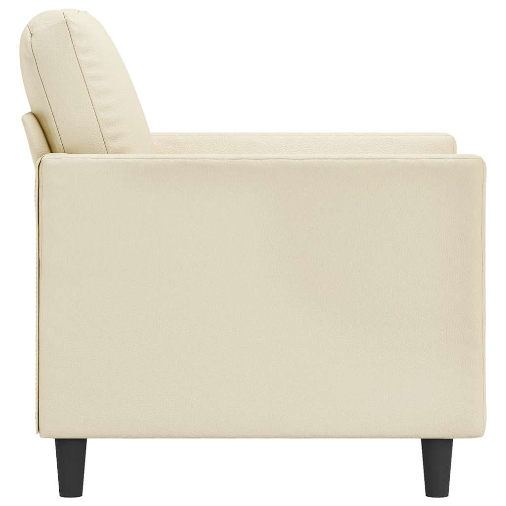 vidaXL Fotel, kremowy, 60 cm, obity sztuczną skórą
