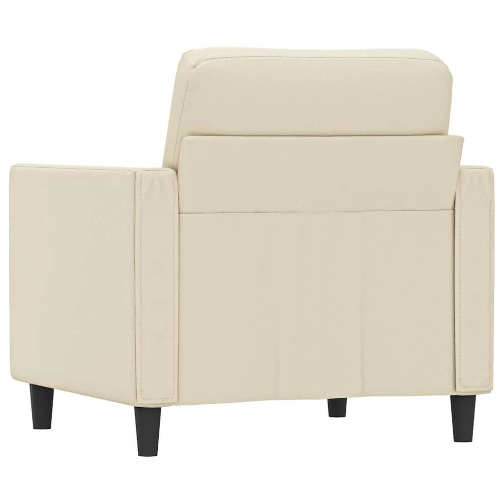vidaXL Fotel, kremowy, 60 cm, obity sztuczną skórą