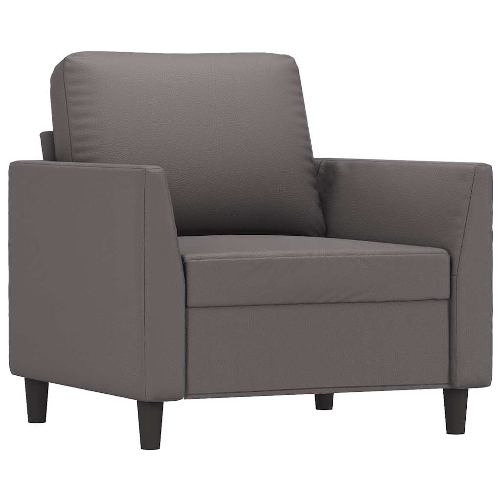 vidaXL Fotel, szary, 60 cm, obity sztuczną skórą