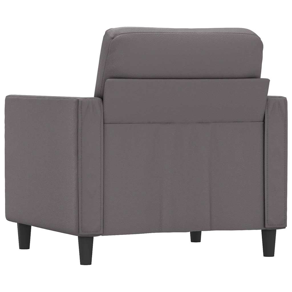 vidaXL Fotel, szary, 60 cm, obity sztuczną skórą