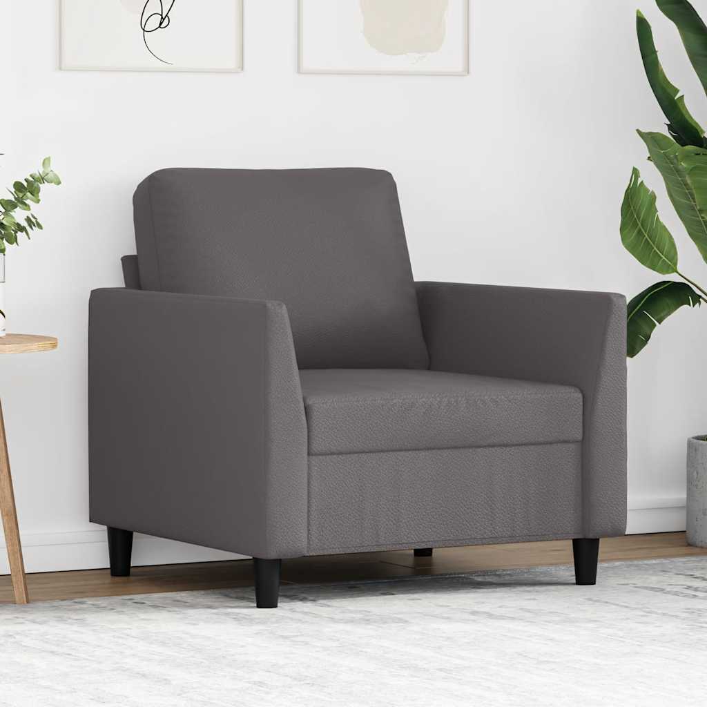 vidaXL Fotel, szary, 60 cm, obity sztuczną skórą