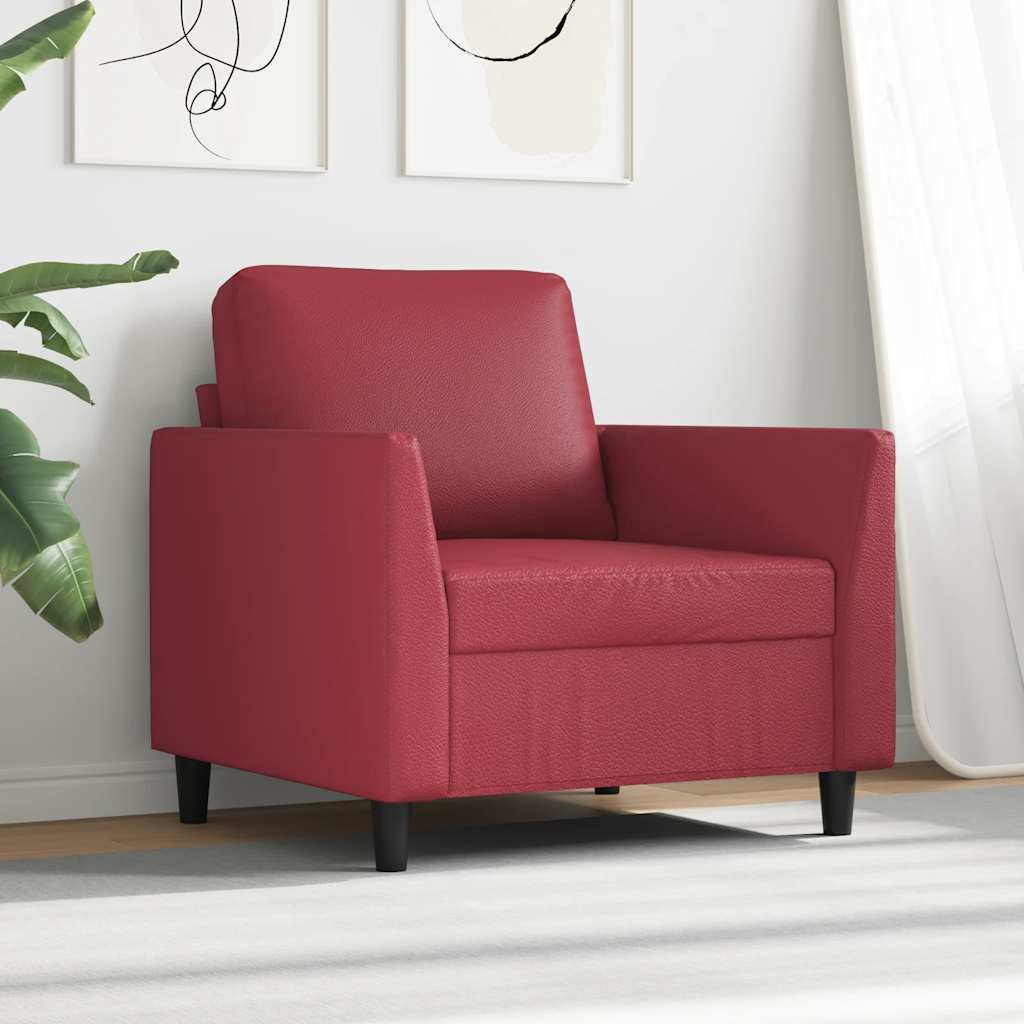 vidaXL Fotel, winna czerwień, 60 cm, obity sztuczną skórą