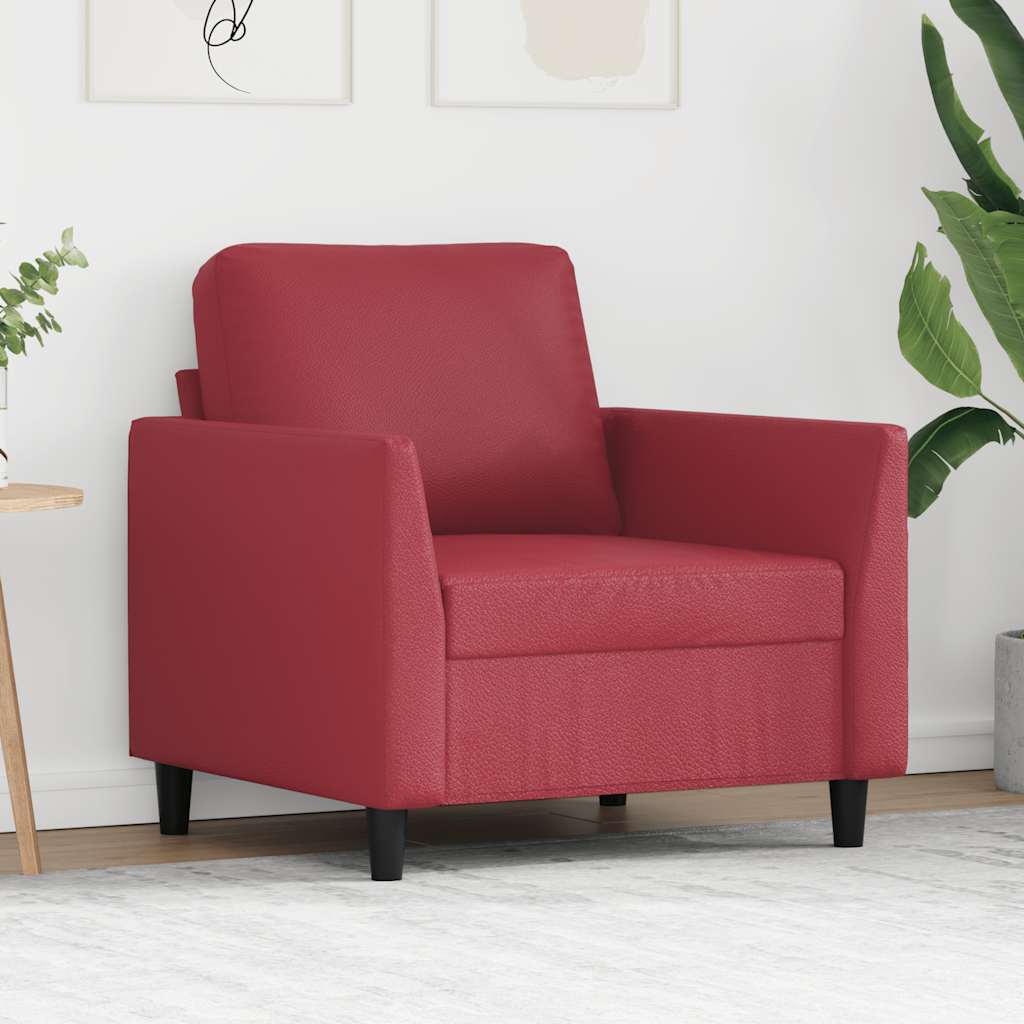 vidaXL Fotel, winna czerwień, 60 cm, obity sztuczną skórą