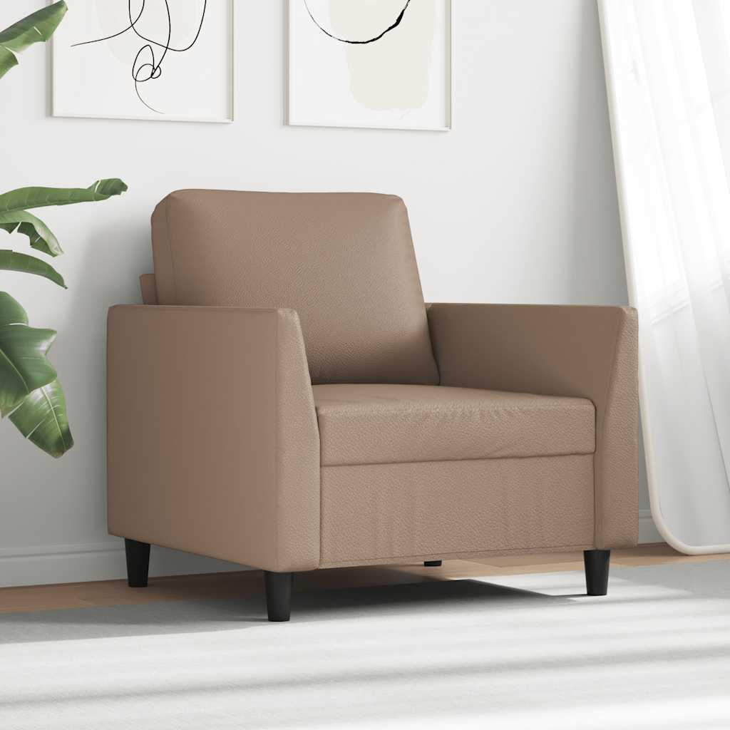 vidaXL Fotel, kolor cappuccino, 60 cm, obity sztuczną skórą