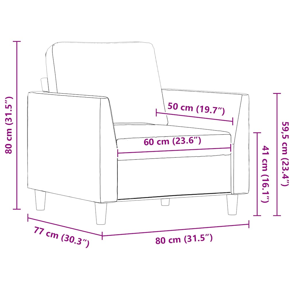 vidaXL Fotel, kolor cappuccino, 60 cm, obity sztuczną skórą