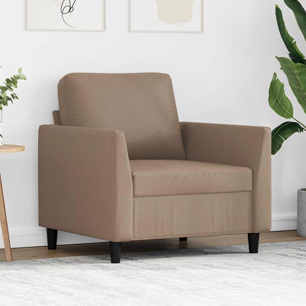 vidaXL Fotel, kolor cappuccino, 60 cm, obity sztuczną skórą