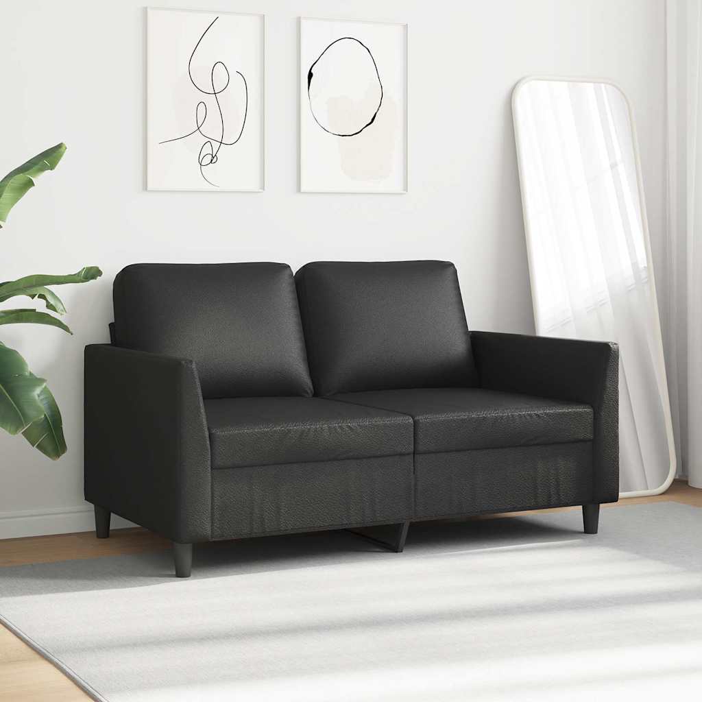 vidaXL 2-osobowa sofa, czarna, 120 cm, sztuczna skóra