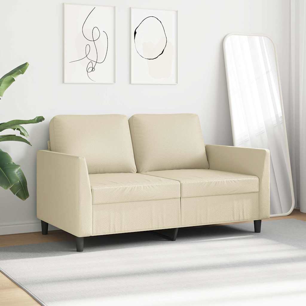 vidaXL 2-osobowa sofa, kremowy, 120 cm, sztuczna skóra