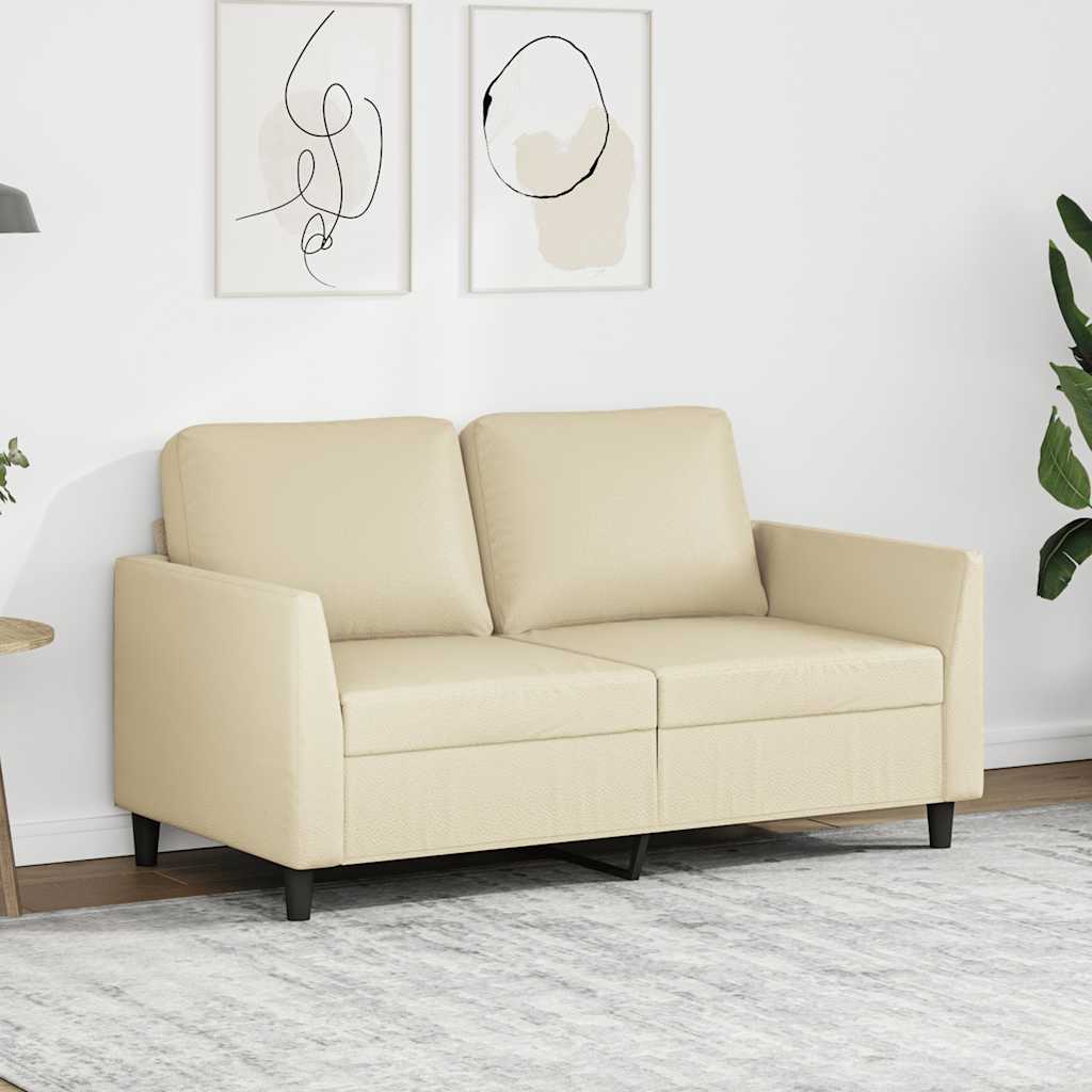 vidaXL 2-osobowa sofa, kremowy, 120 cm, sztuczna skóra