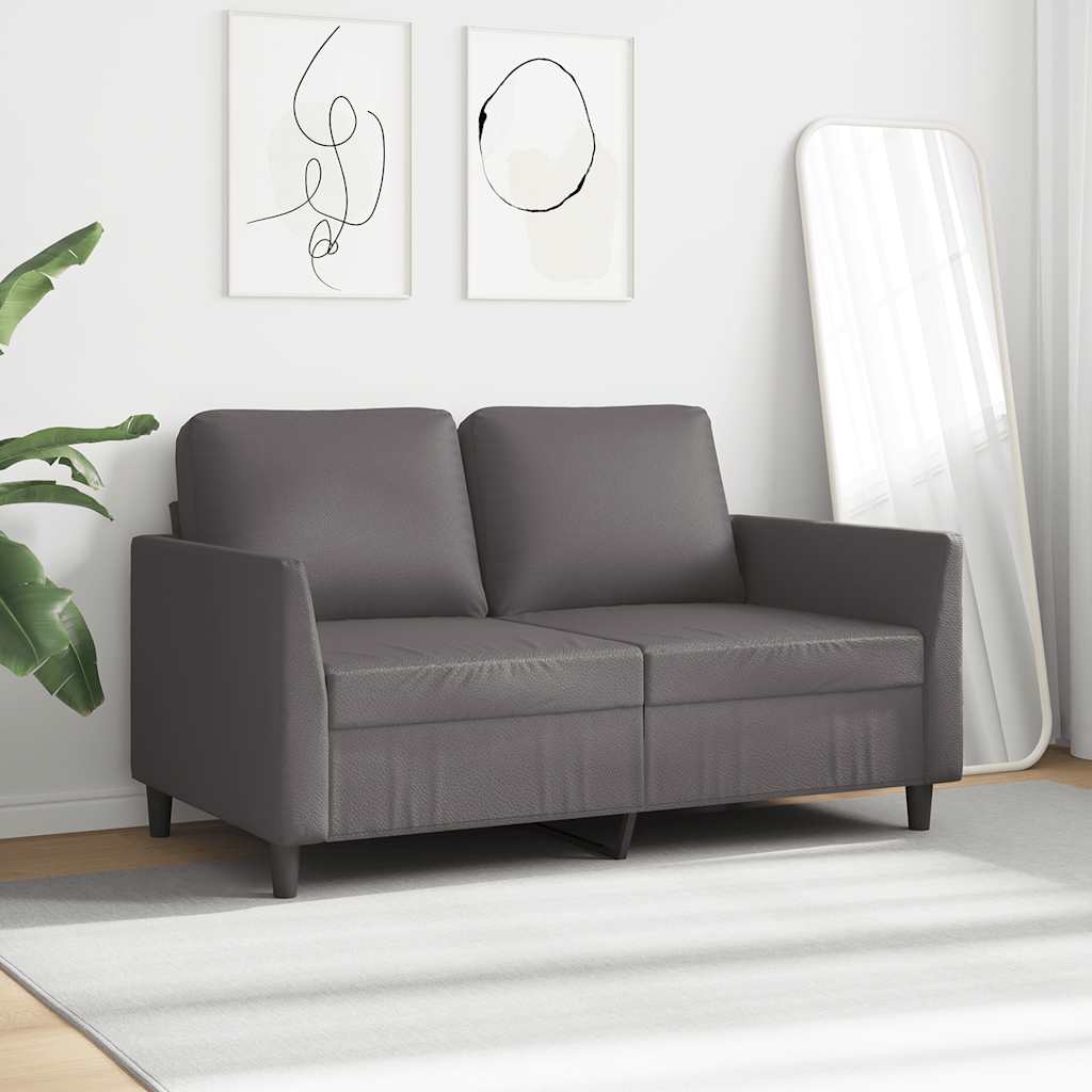 vidaXL 2-osobowa sofa, szary, 120 cm, sztuczna skóra