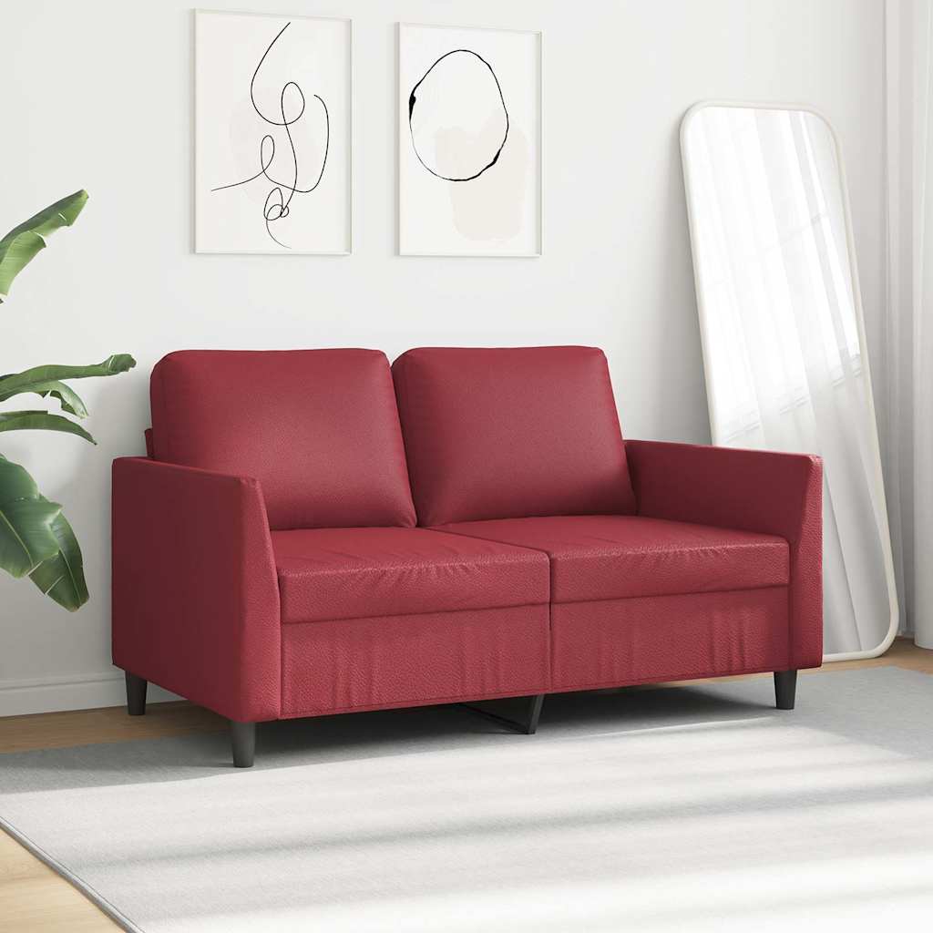 vidaXL 2-osobowa sofa, winna czerwień, 120 cm, sztuczna skóra