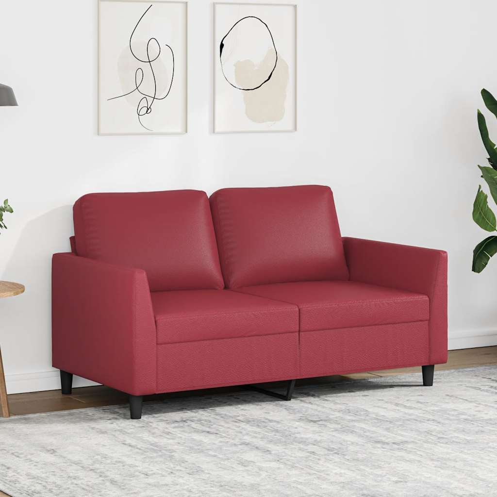 vidaXL 2-osobowa sofa, winna czerwień, 120 cm, sztuczna skóra