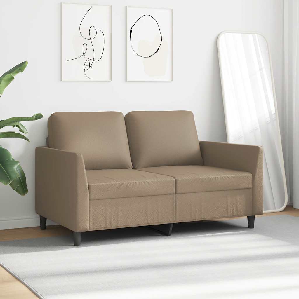 vidaXL 2-osobowa sofa, kolor cappuccino, 120 cm, sztuczna skóra