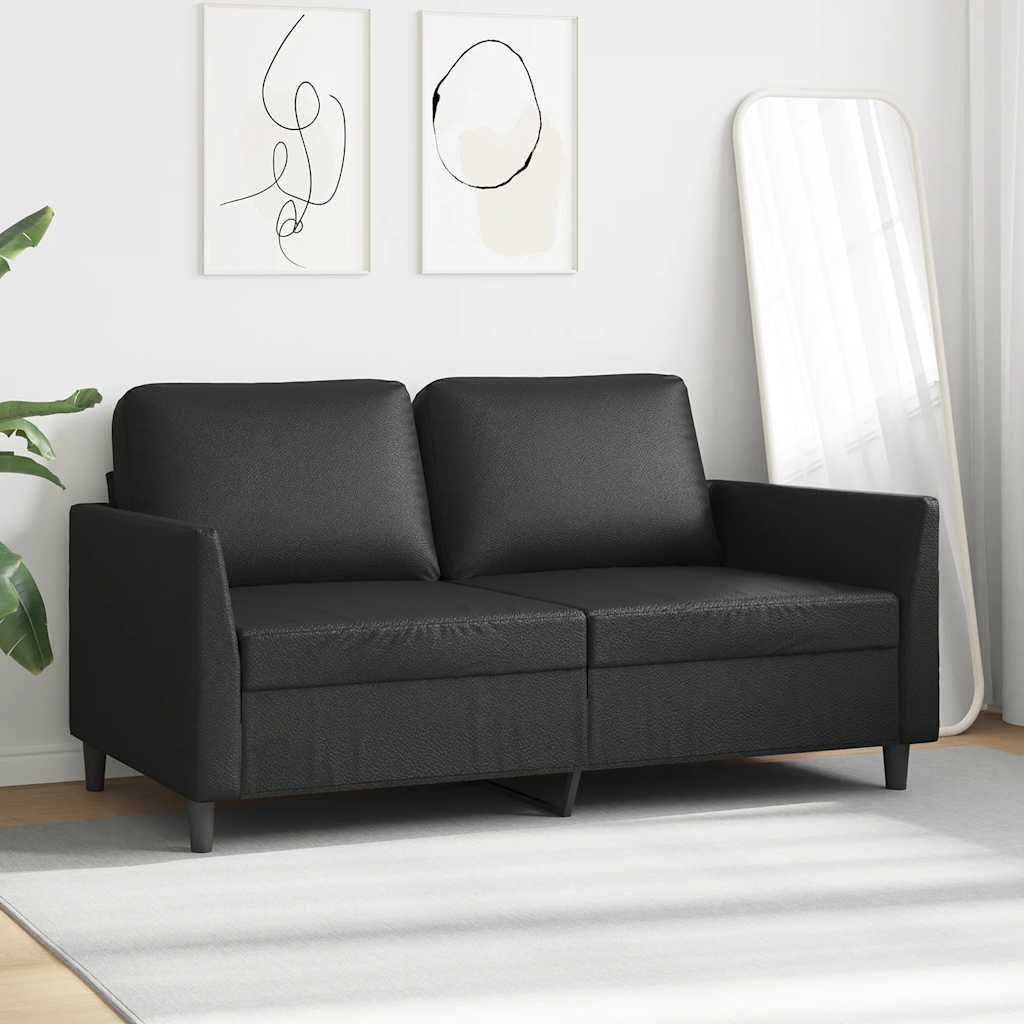 vidaXL 2-osobowa sofa, czarna, 140 cm, sztuczna skóra