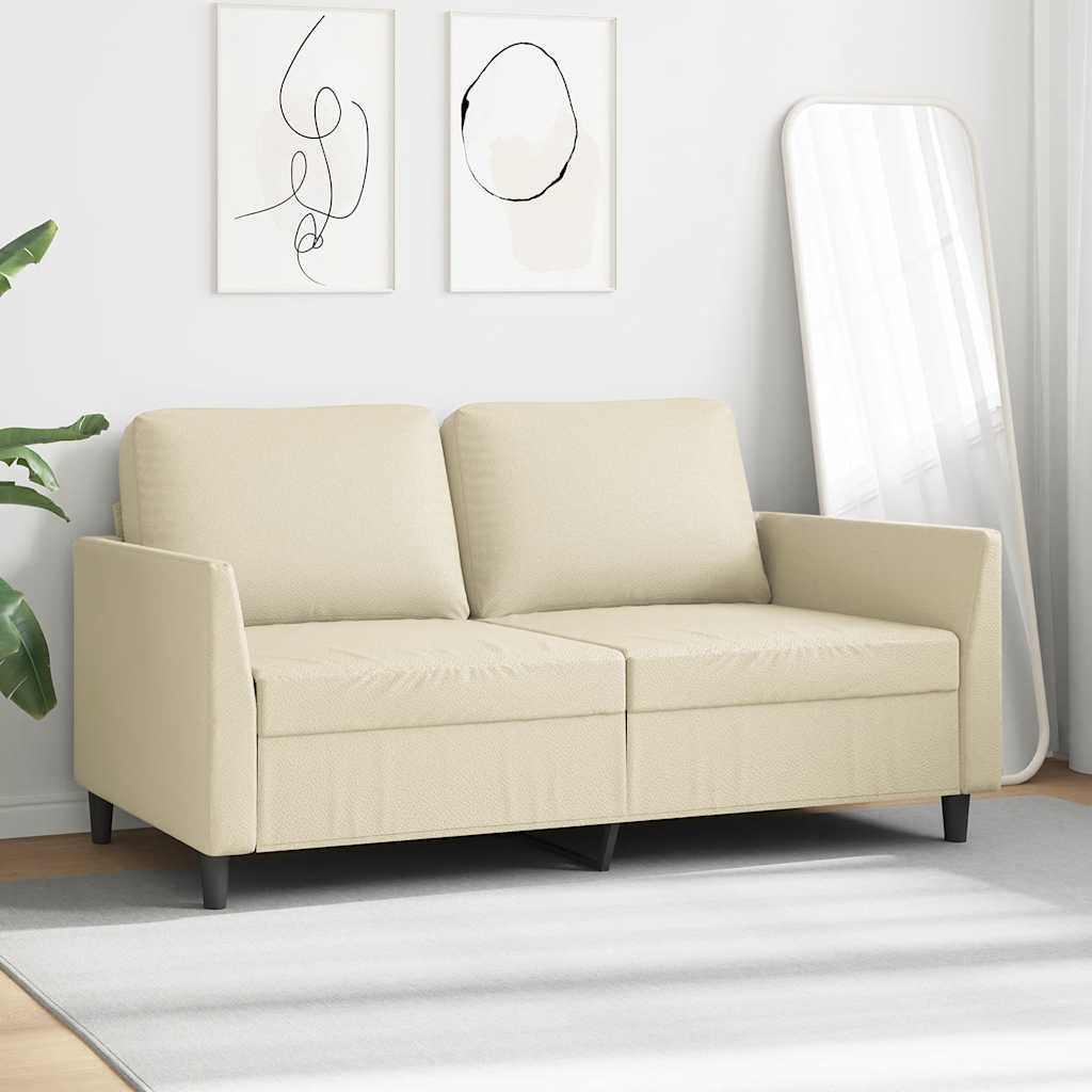 vidaXL 2-osobowa sofa, kremowy, 140 cm, sztuczna skóra