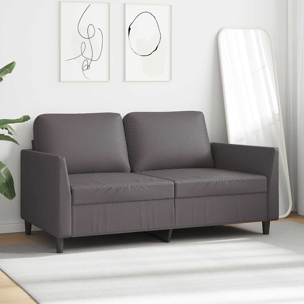 vidaXL 2-osobowa sofa, szary, 140 cm, sztuczna skóra