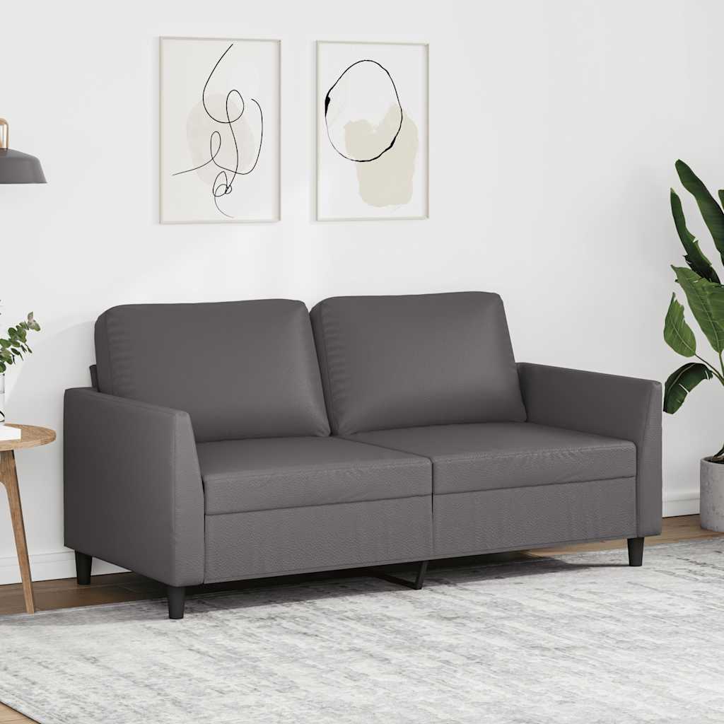 vidaXL 2-osobowa sofa, szary, 140 cm, sztuczna skóra