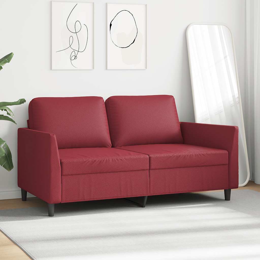 vidaXL 2-osobowa sofa, winna czerwień, 140 cm, sztuczna skóra