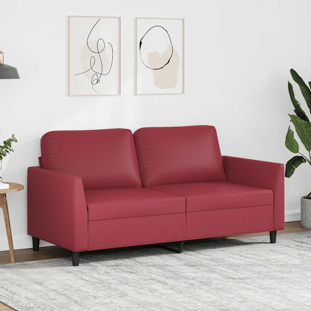 vidaXL 2-osobowa sofa, winna czerwień, 140 cm, sztuczna skóra