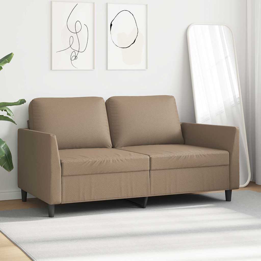 vidaXL 2-osobowa sofa, kolor cappuccino, 140 cm, sztuczna skóra