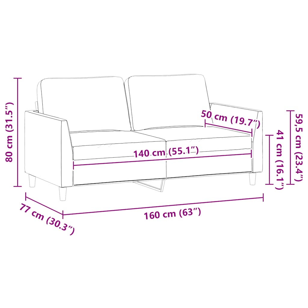 vidaXL 2-osobowa sofa, kolor cappuccino, 140 cm, sztuczna skóra