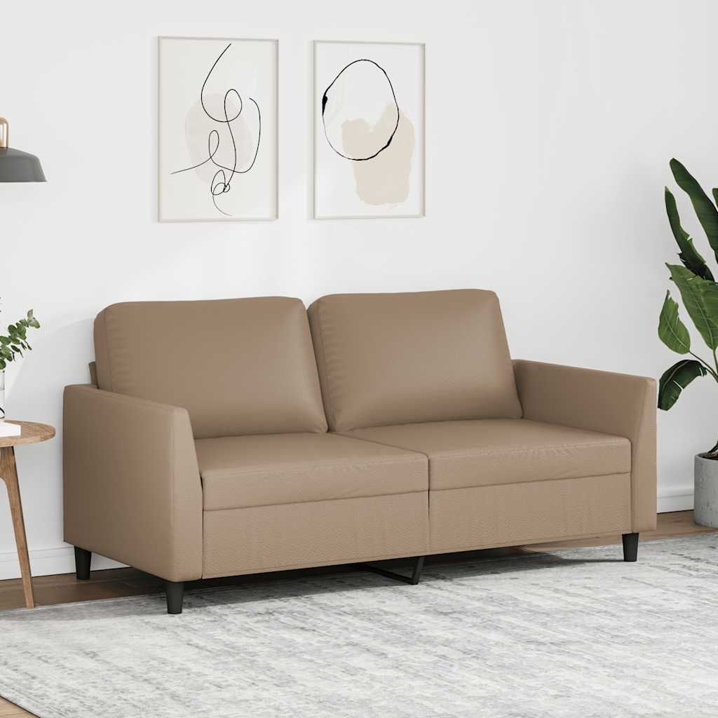 vidaXL 2-osobowa sofa, kolor cappuccino, 140 cm, sztuczna skóra