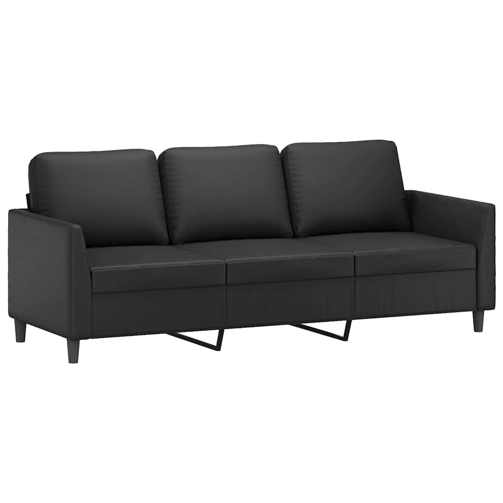 vidaXL 3-osobowa sofa, czarna, 180 cm, obita sztuczną skórą