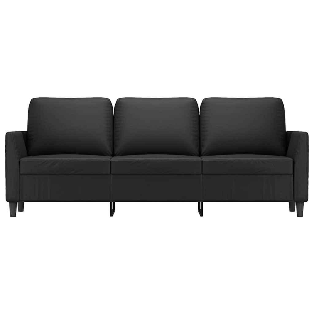 vidaXL 3-osobowa sofa, czarna, 180 cm, obita sztuczną skórą