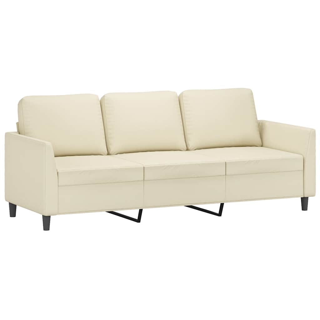 vidaXL 3-osobowa sofa, kremowa, 180 cm, sztuczna skóra