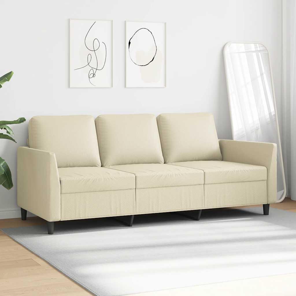 vidaXL 3-osobowa sofa, kremowa, 180 cm, sztuczna skóra