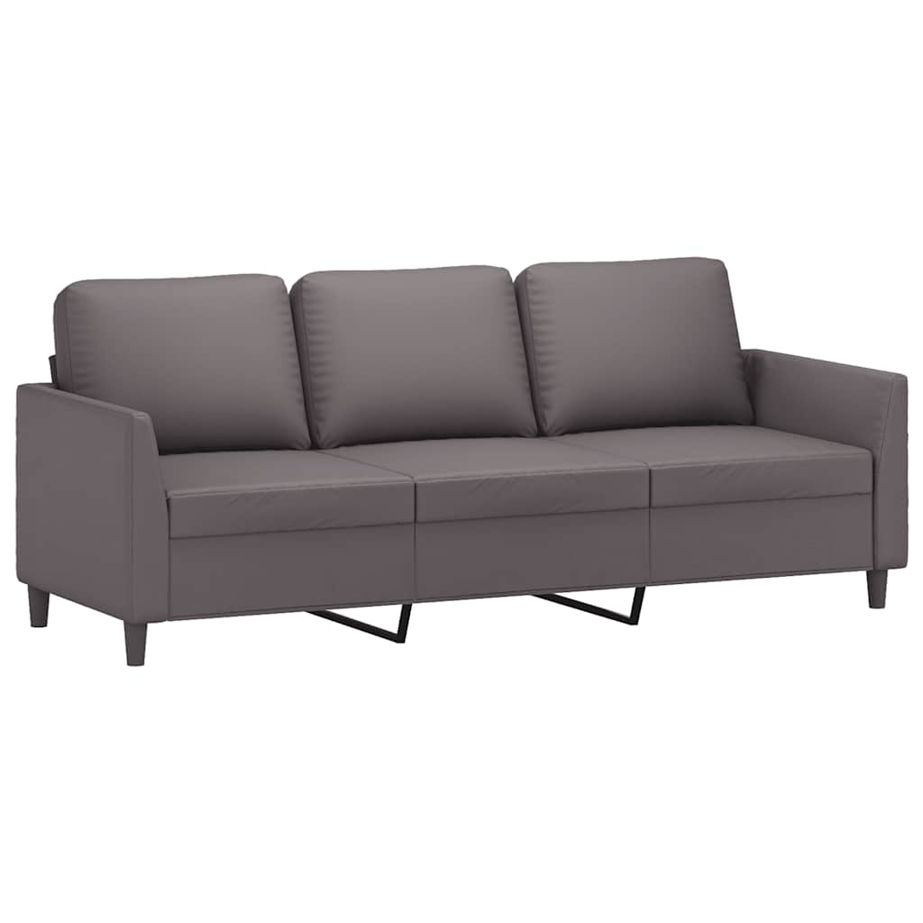 vidaXL 3-osobowa sofa, szara, 180 cm, sztuczna skóra