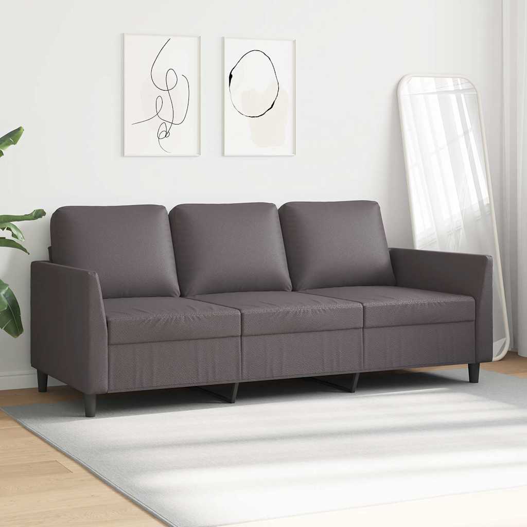 vidaXL 3-osobowa sofa, szara, 180 cm, sztuczna skóra