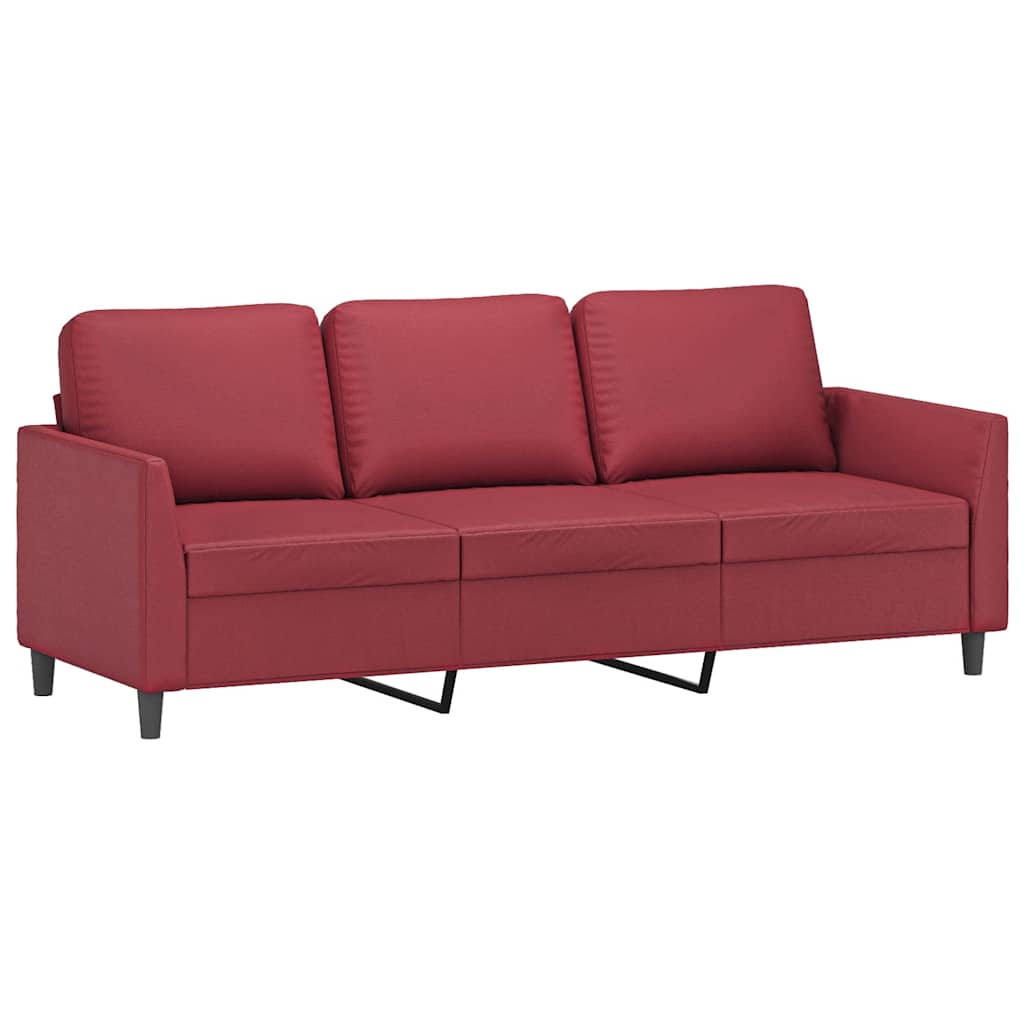 vidaXL 3-osobowa sofa, winna czerwień, 180 cm, sztuczna skóra