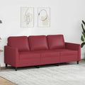 vidaXL 3-osobowa sofa, winna czerwień, 180 cm, sztuczna skóra