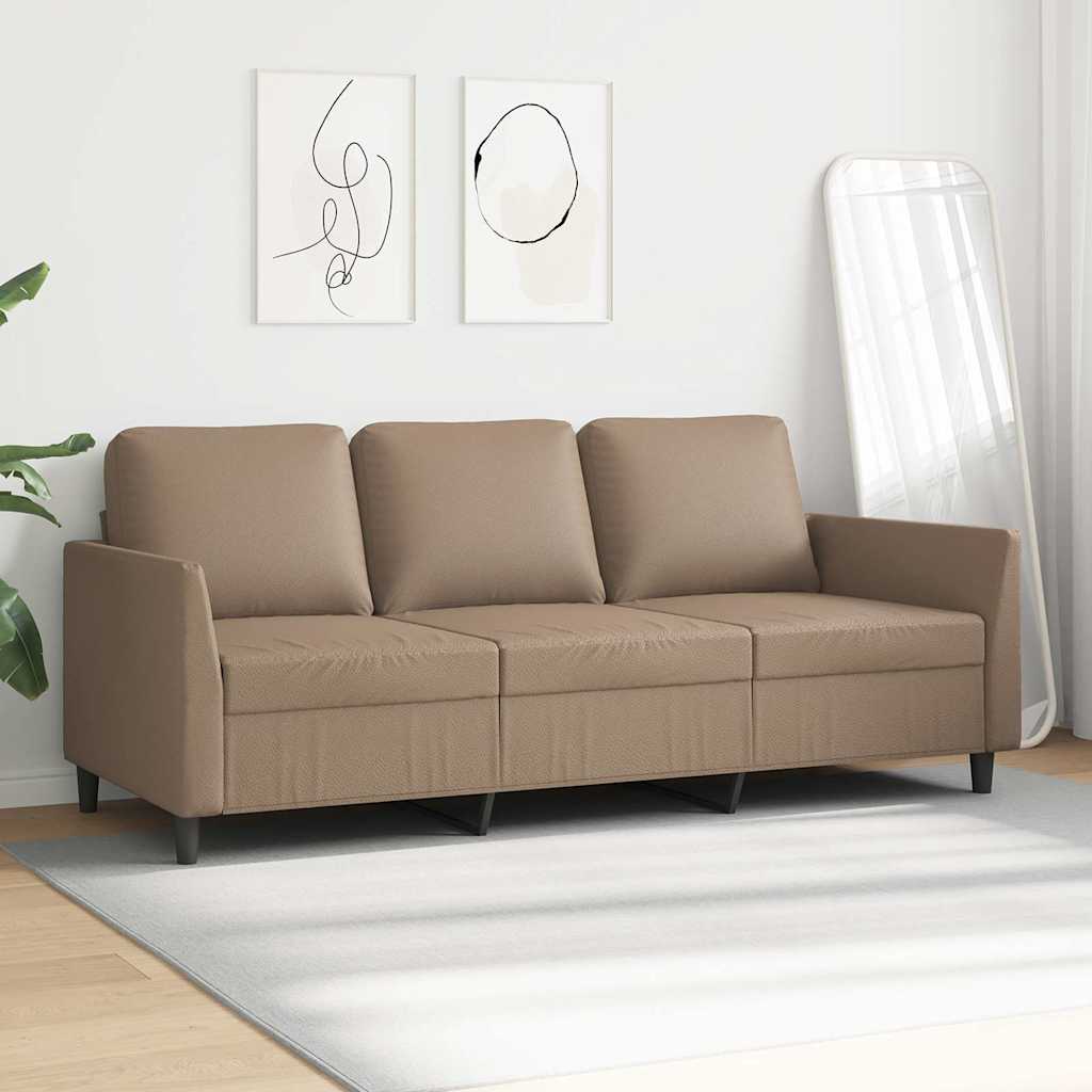 vidaXL 3-osobowa sofa, cappuccino, 180 cm, sztuczna skóra