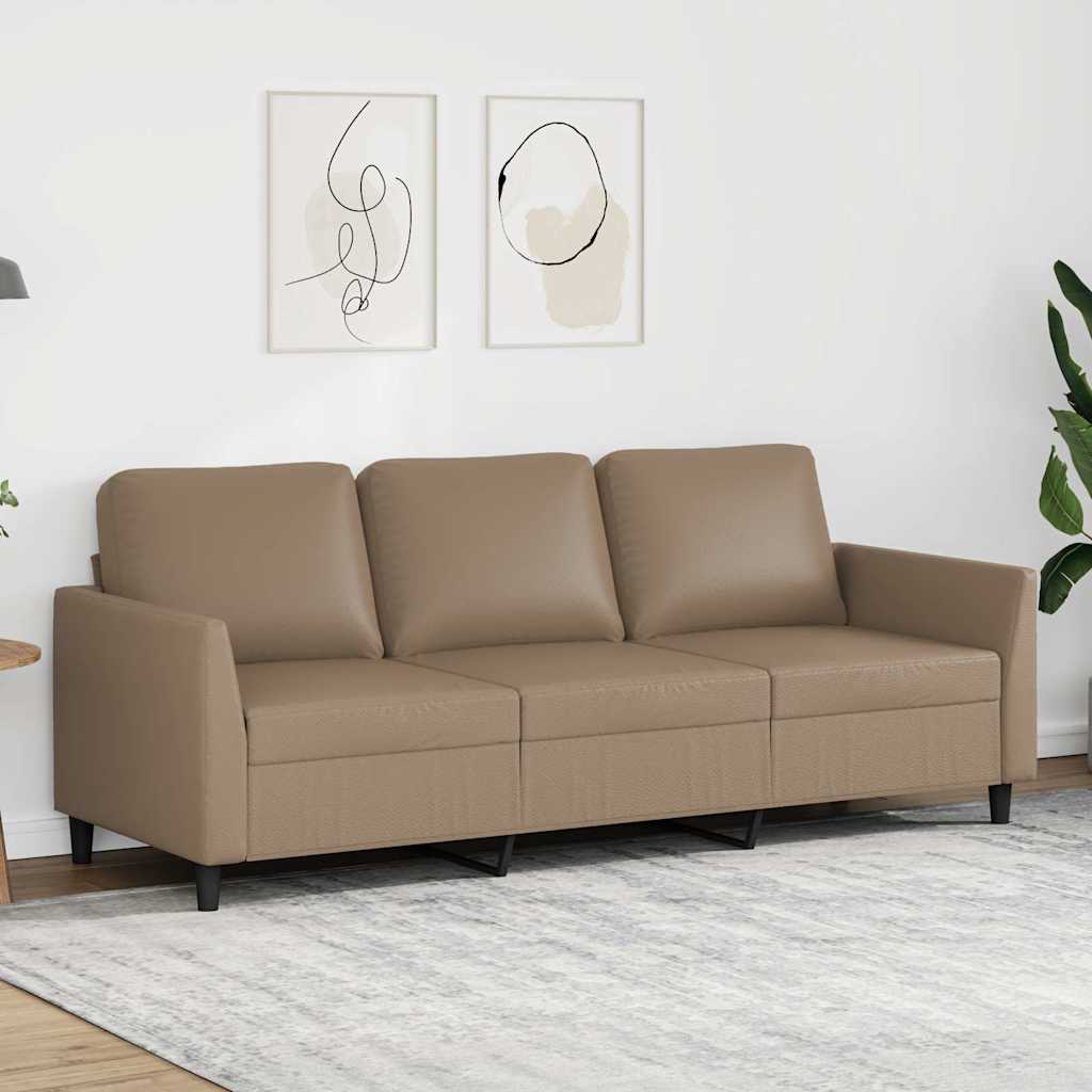 vidaXL 3-osobowa sofa, cappuccino, 180 cm, sztuczna skóra