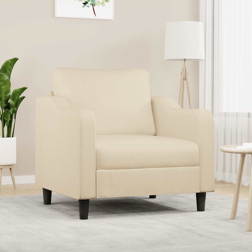 vidaXL Fotel, kremowy, 60 cm, obity tkaniną