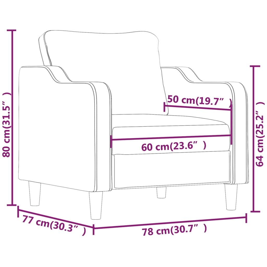 vidaXL Fotel, brązowy, 60 cm, obity tkaniną