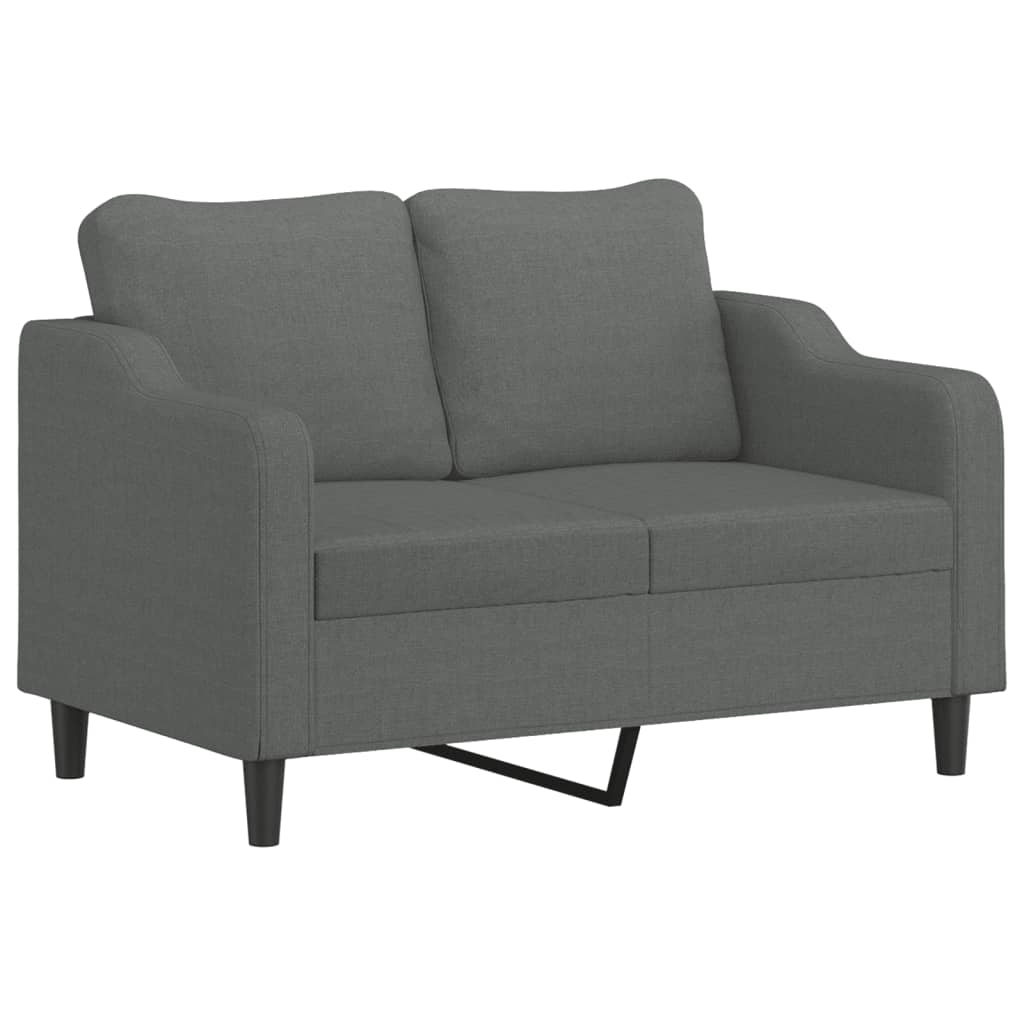 vidaXL Sofa 2-osobowa, ciemnoszara, 120 cm, tapicerowana tkaniną