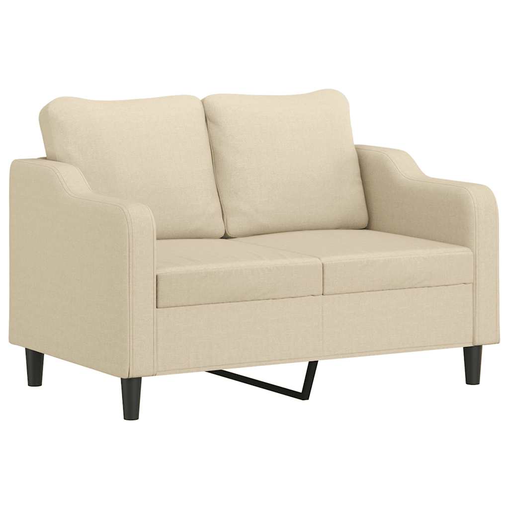 vidaXL 2-osobowa sofa, kremowa, 120 cm, tapicerowana tkaniną