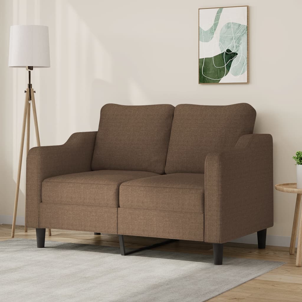 vidaXL Sofa 2-osobowa, brązowa, 120 cm, tapicerowana tkaniną