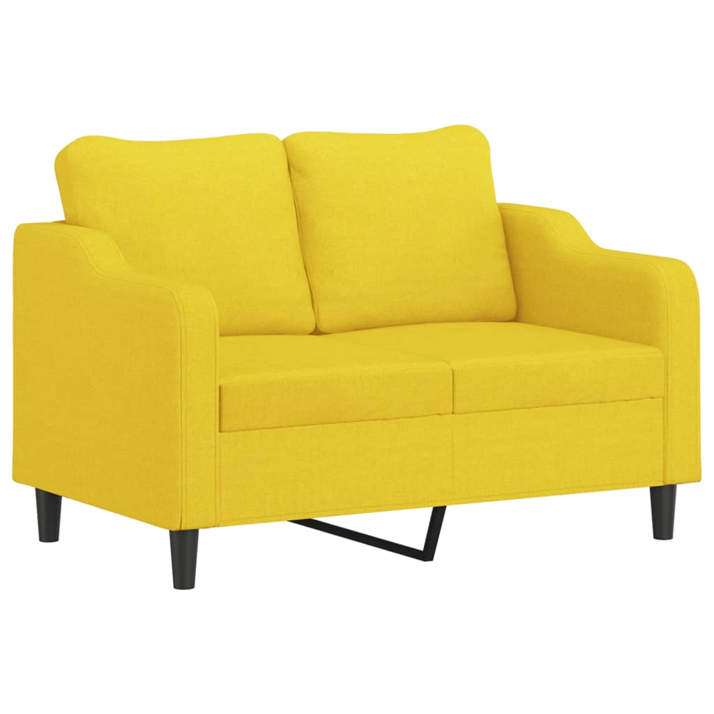 vidaXL Sofa 2-osobowa, jasnożółta, 120 cm, tapicerowana tkaniną