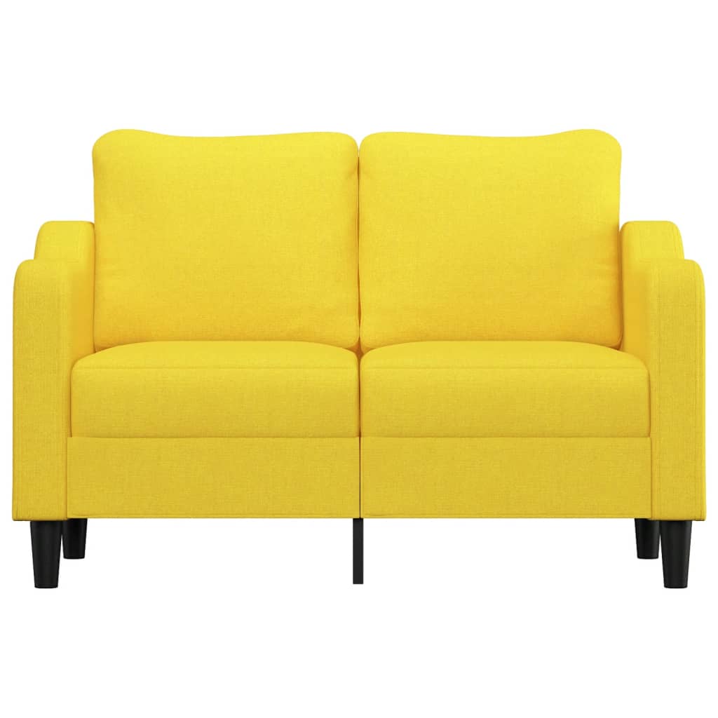 vidaXL Sofa 2-osobowa, jasnożółta, 120 cm, tapicerowana tkaniną