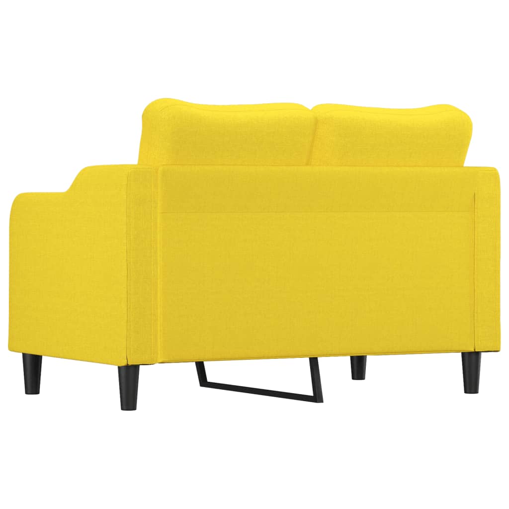 vidaXL Sofa 2-osobowa, jasnożółta, 120 cm, tapicerowana tkaniną