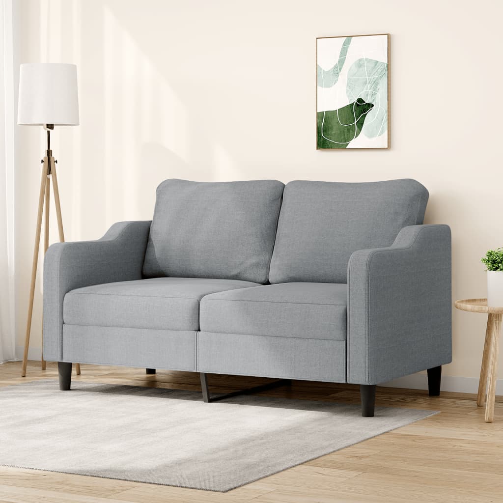vidaXL Sofa 2-osobowa, jasnoszara, 140 cm, tapicerowana tkaniną